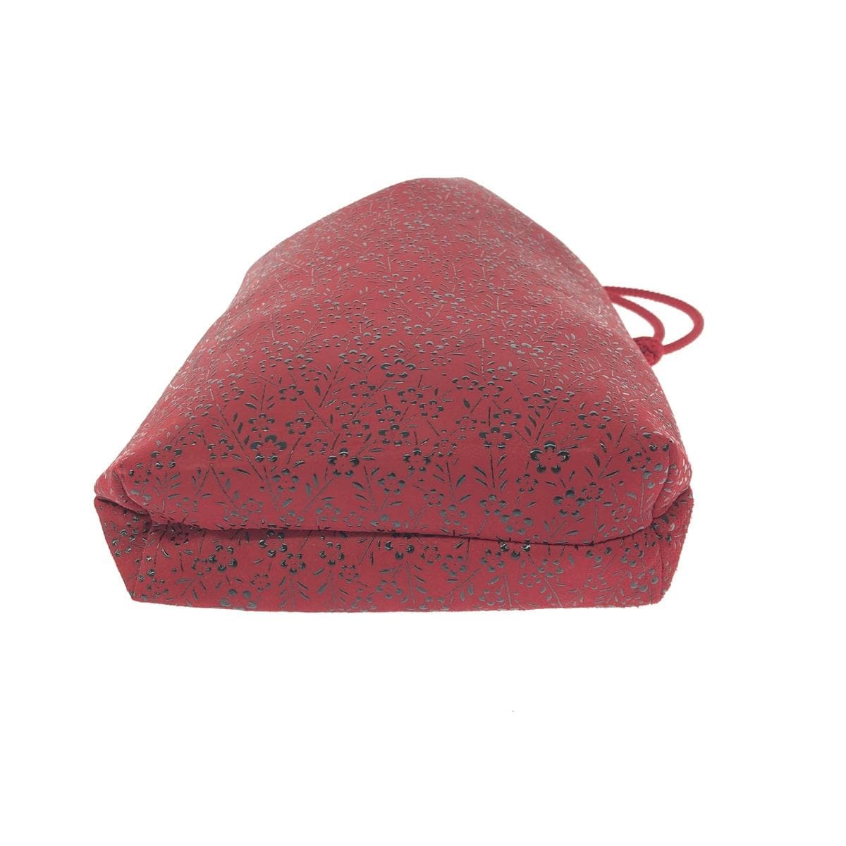 Inden-ya handbag / drawstring bag, unused item, deer leather, bordeaux/red, ladies 4