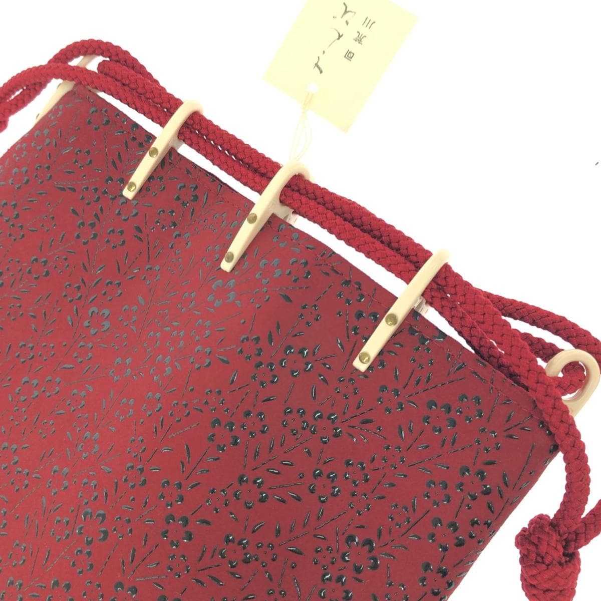 Inden-ya handbag / drawstring bag, unused item, deer leather, bordeaux/red, ladies 5