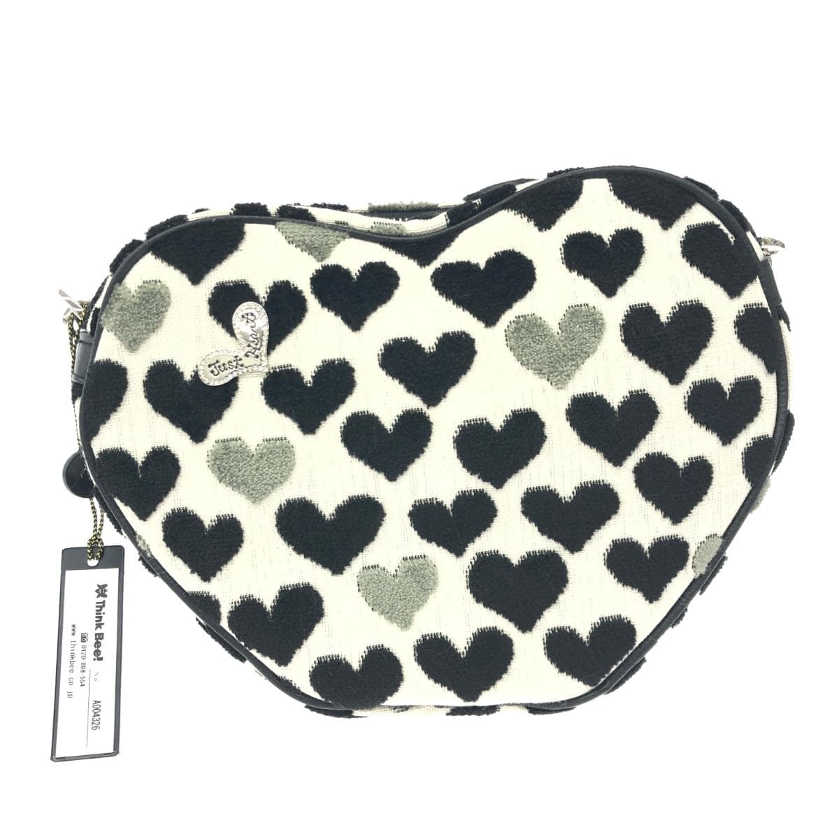 Think Bee shoulder bag / Punch de Heart unused item Heart / Gobelin weave A004326 Black / White / Gray Ladies