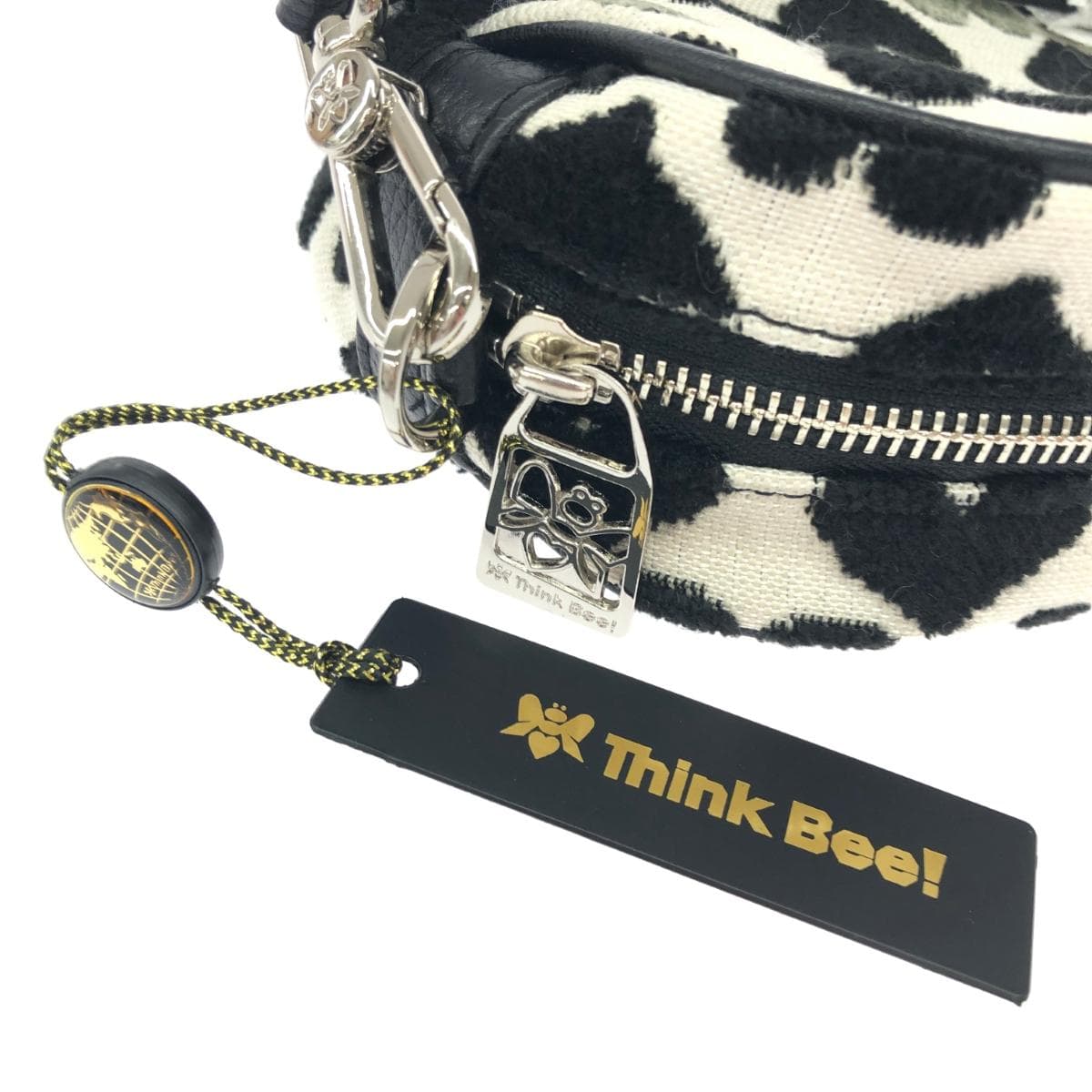 Think Bee shoulder bag / Punch de Heart unused item Heart / Gobelin weave A004326 Black / White / Gray Ladies 6