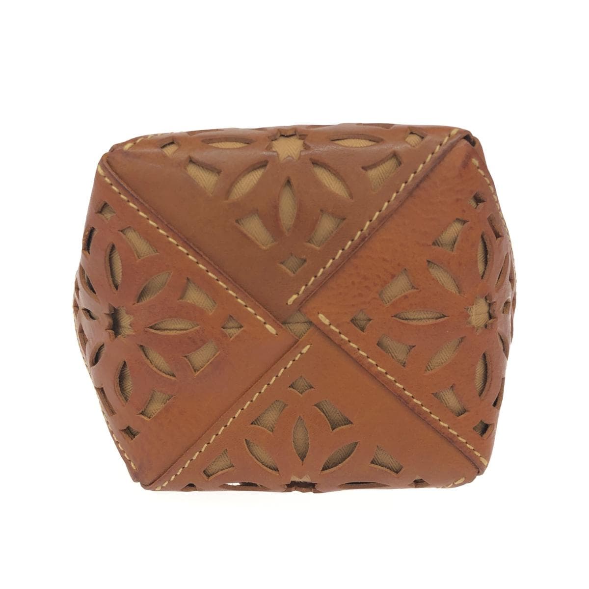 Genten Mini Handbag / Sustainable Cutwork Good Condition Leather Brown Women's 4