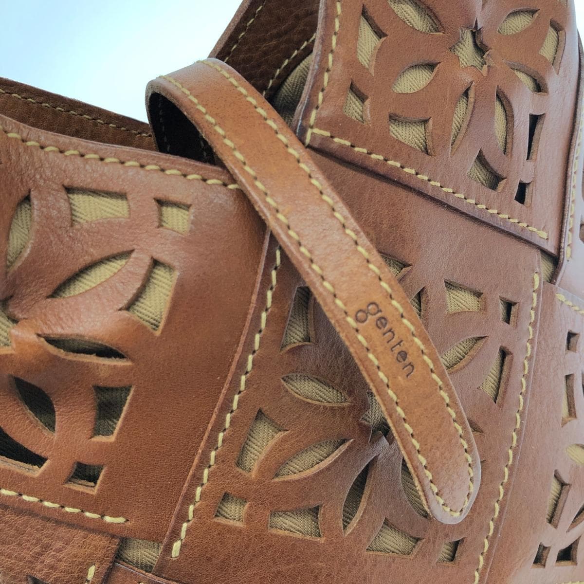 Genten Mini Handbag / Sustainable Cutwork Good Condition Leather Brown Women's 8