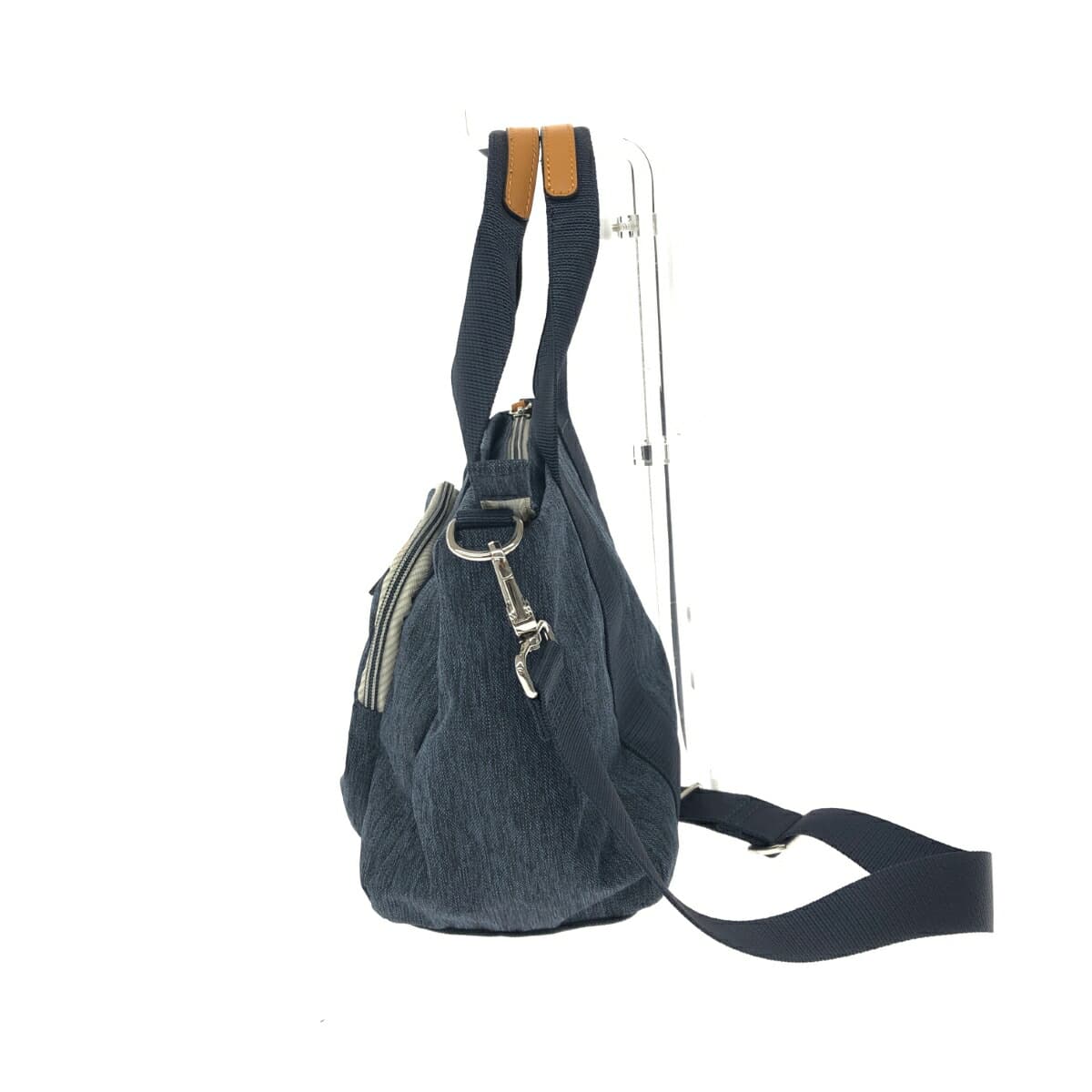 beside.u Versailles Versailles / 2WAY shoulder bag in excellent condition, denim pattern / nylon, navy, ladies 2