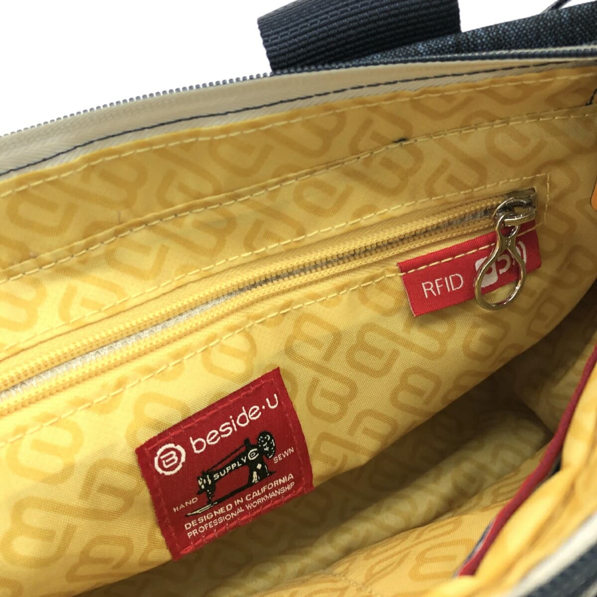 beside.u Versailles Versailles / 2WAY shoulder bag in excellent condition, denim pattern / nylon, navy, ladies 6