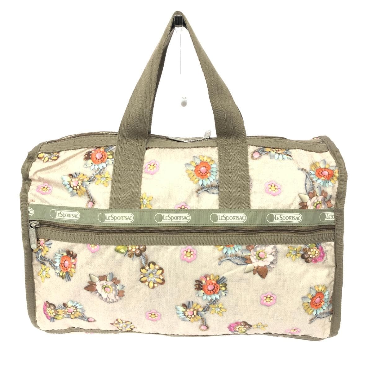 LeSportsac 2WAY Boston bag in excellent condition, jewel pattern/nylon, beige, for women