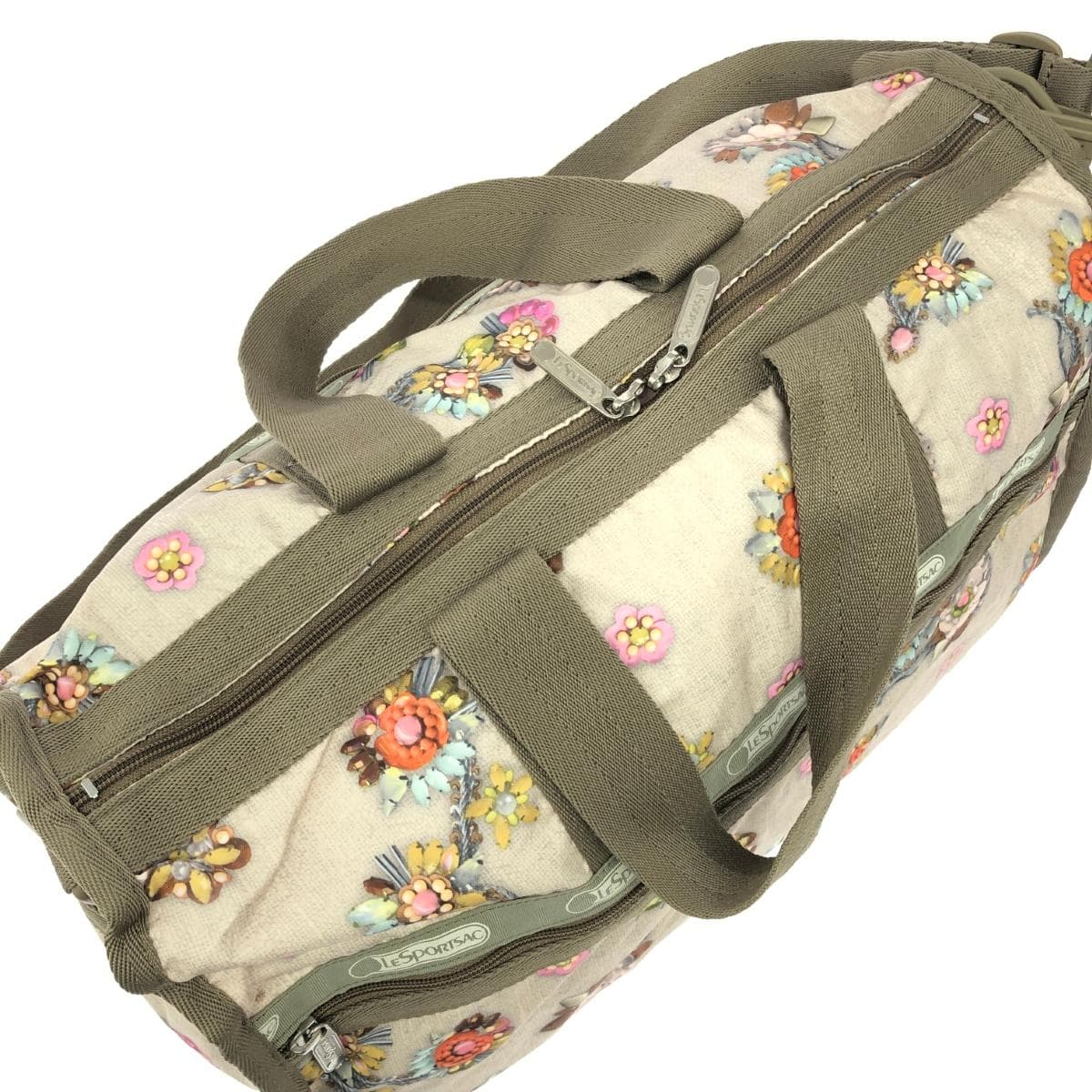 LeSportsac 2WAY Boston bag in excellent condition, jewel pattern/nylon, beige, for women 6