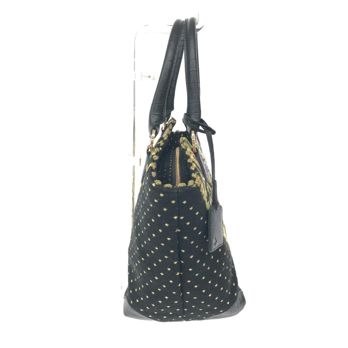 Think Bee tote bag in excellent condition, featuring nuts/berries/beads/sequins/Tapestry weave, black, for ladies 2