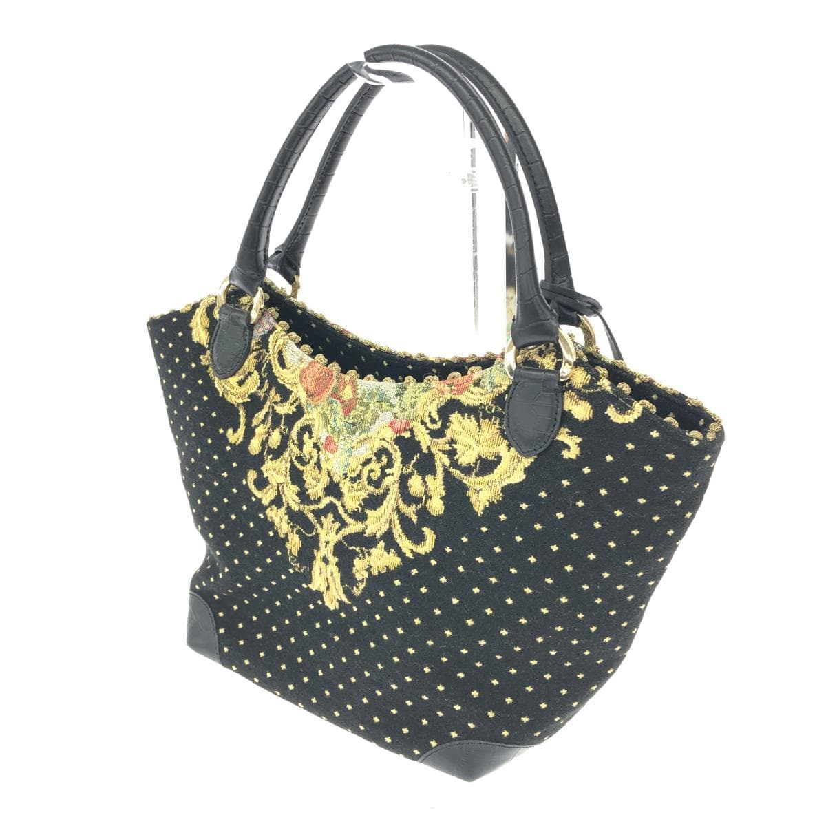 Think Bee tote bag in excellent condition, featuring nuts/berries/beads/sequins/Tapestry weave, black, for ladies 3