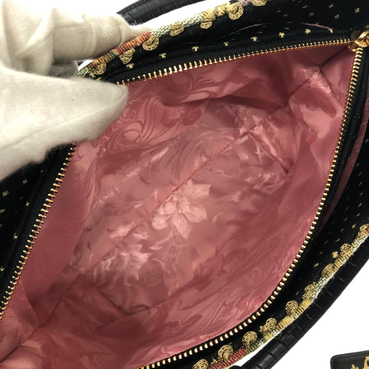 Think Bee tote bag in excellent condition, featuring nuts/berries/beads/sequins/Tapestry weave, black, for ladies 7