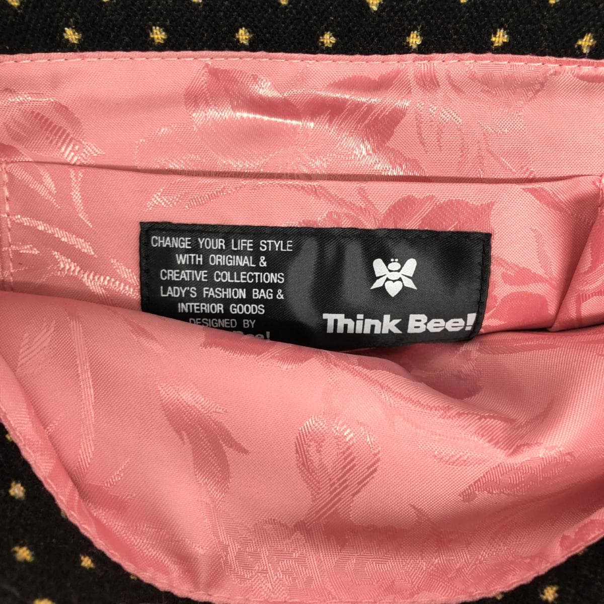 Think Bee tote bag in excellent condition, featuring nuts/berries/beads/sequins/Tapestry weave, black, for ladies 9