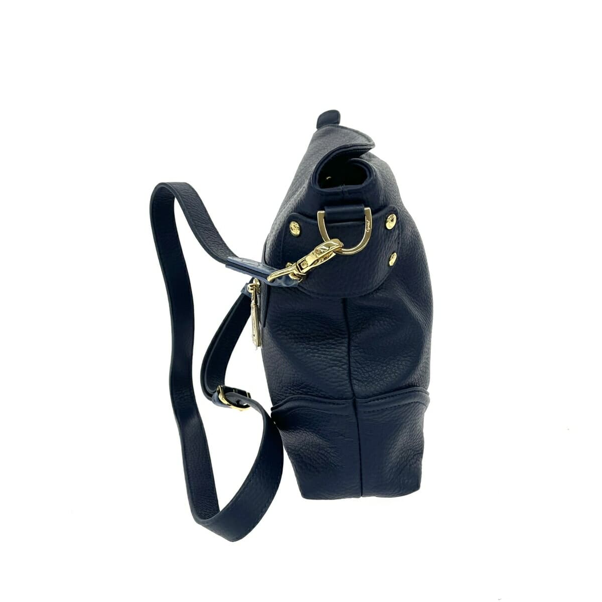 LEATHER JEWELS Shoulder Bag in Excellent Condition, Shrink Leather, Navy, Ladies 2