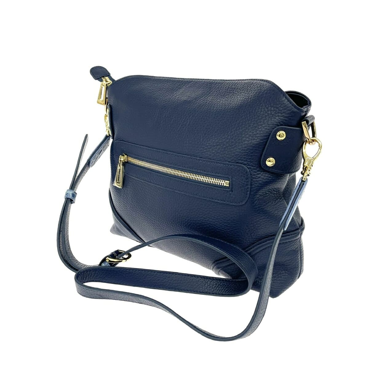 LEATHER JEWELS Shoulder Bag in Excellent Condition, Shrink Leather, Navy, Ladies 3