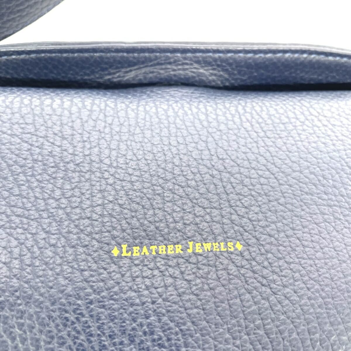 LEATHER JEWELS Shoulder Bag in Excellent Condition, Shrink Leather, Navy, Ladies 5