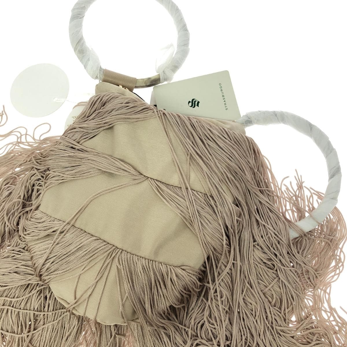 FARRAHSLOANE Farrah & Sloane Handbag Unused Item Fringe/Circle Handle Beige Women's 4