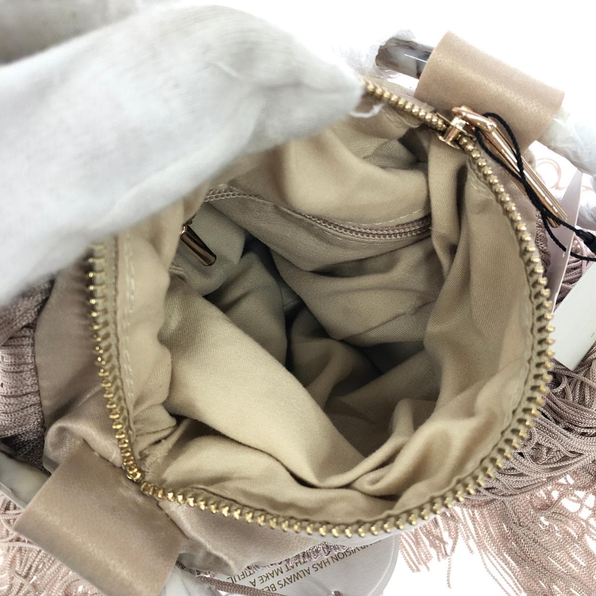 FARRAHSLOANE Farrah & Sloane Handbag Unused Item Fringe/Circle Handle Beige Women's 5