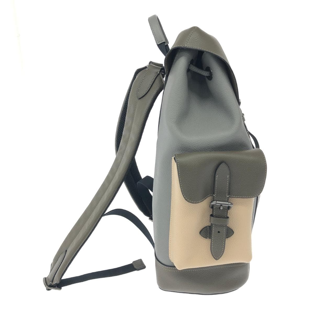 COACH Hudson/Rucksack Good Condition Leather D2021-2390 Gray/Khaki Unisex 2