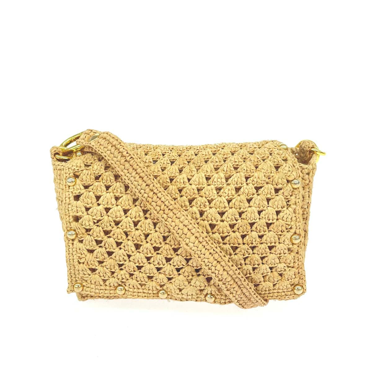 SANABEY Sanabe Paris Shoulder Bag Rafia/Woven Bag Studs Beige Women's