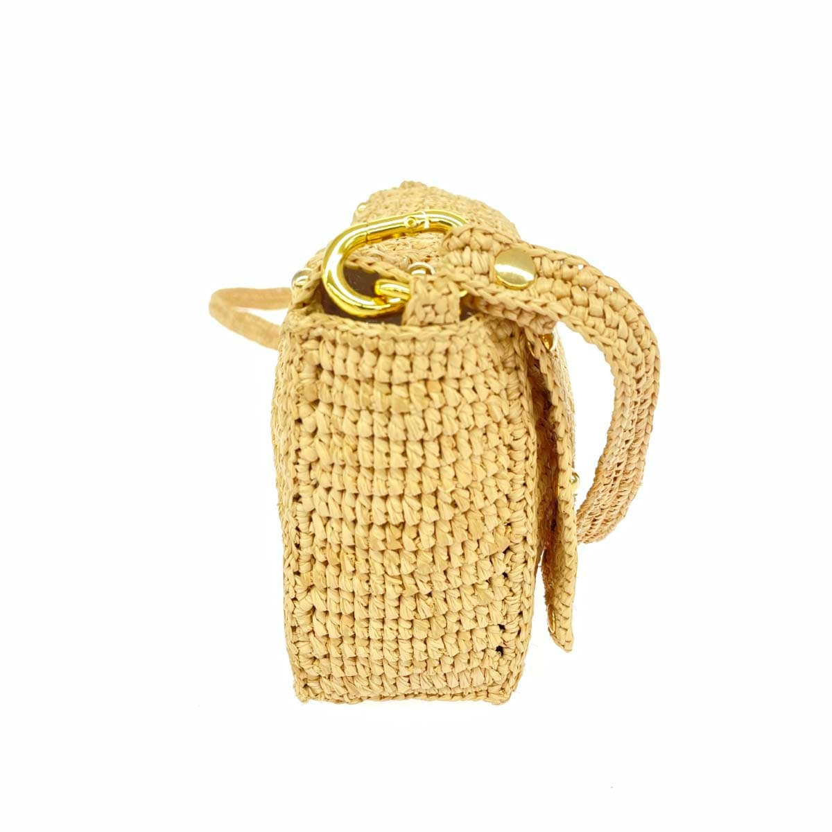 SANABEY Sanabe Paris Shoulder Bag Rafia/Woven Bag Studs Beige Women's 2