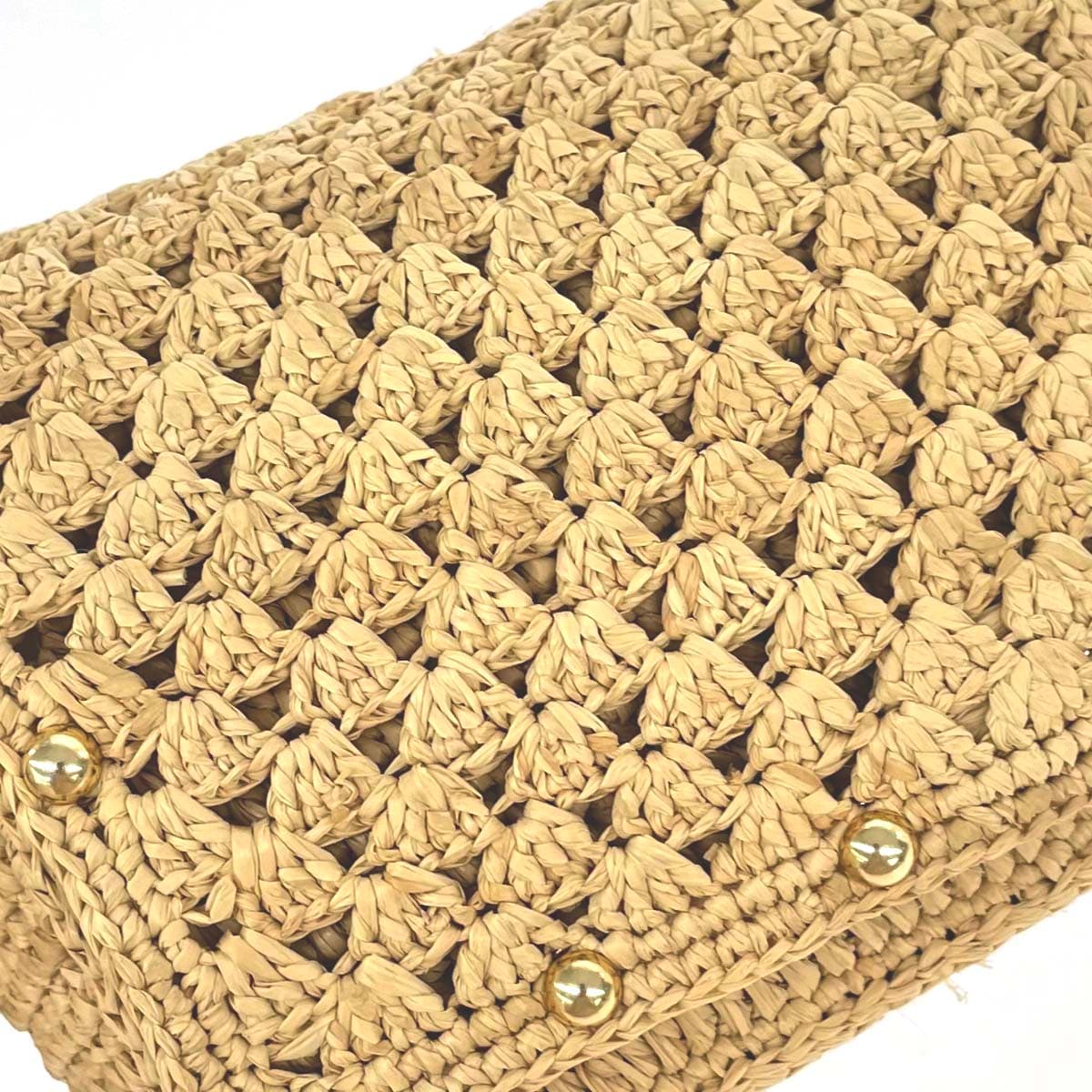 SANABEY Sanabe Paris Shoulder Bag Rafia/Woven Bag Studs Beige Women's 5