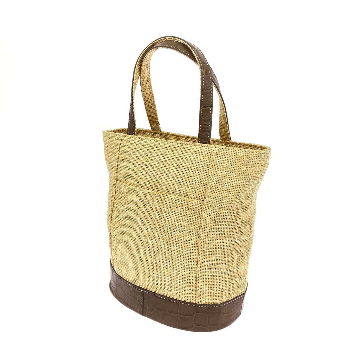 IBIZA Ibiza Mini Tote Bag Excellent Condition Raffia Grayish Beige / Beige Women's 3