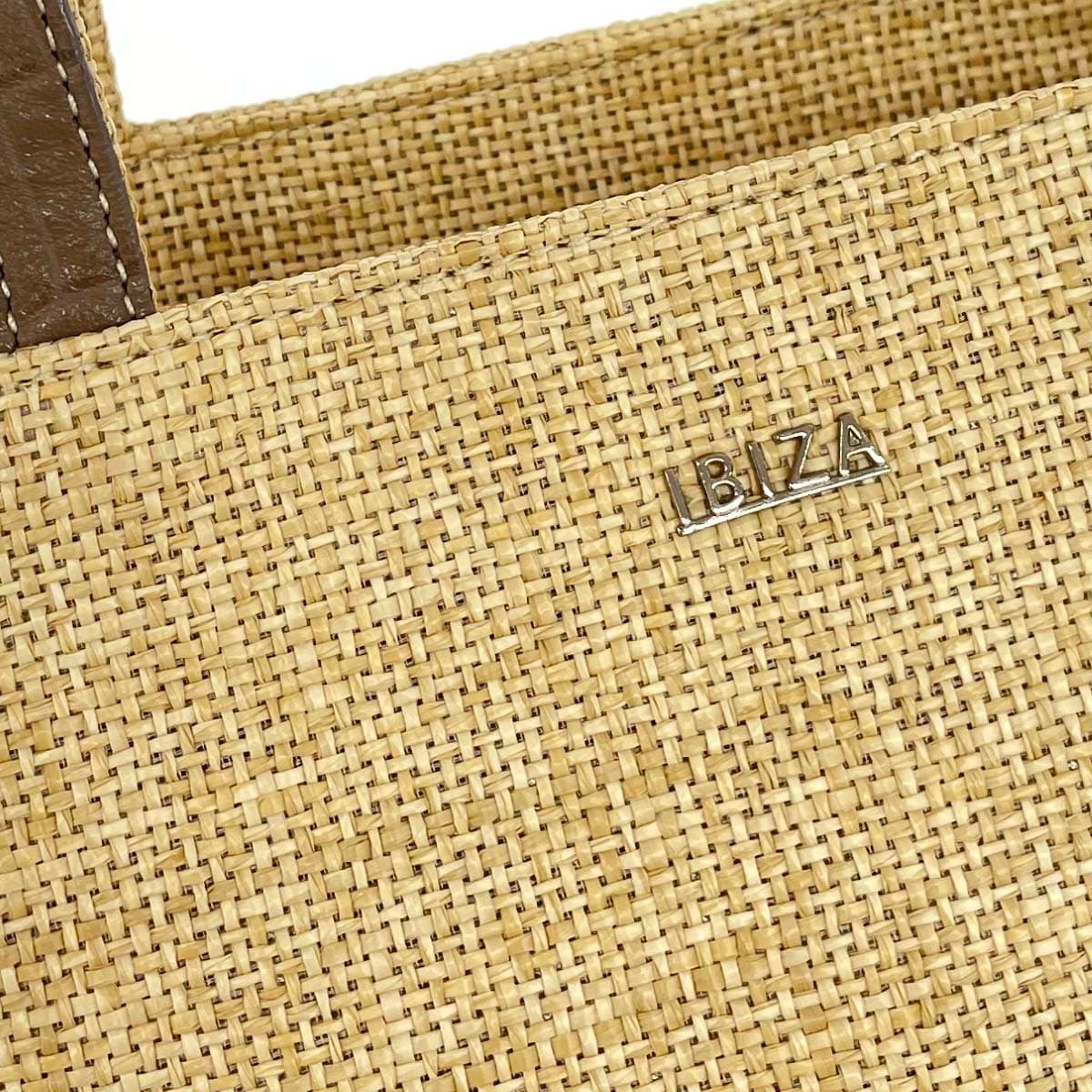 IBIZA Ibiza Mini Tote Bag Excellent Condition Raffia Grayish Beige / Beige Women's 5