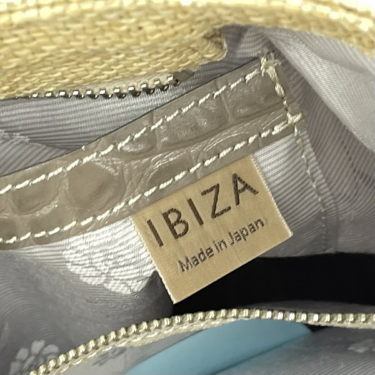 IBIZA Ibiza Mini Tote Bag Excellent Condition Raffia Grayish Beige / Beige Women's 6