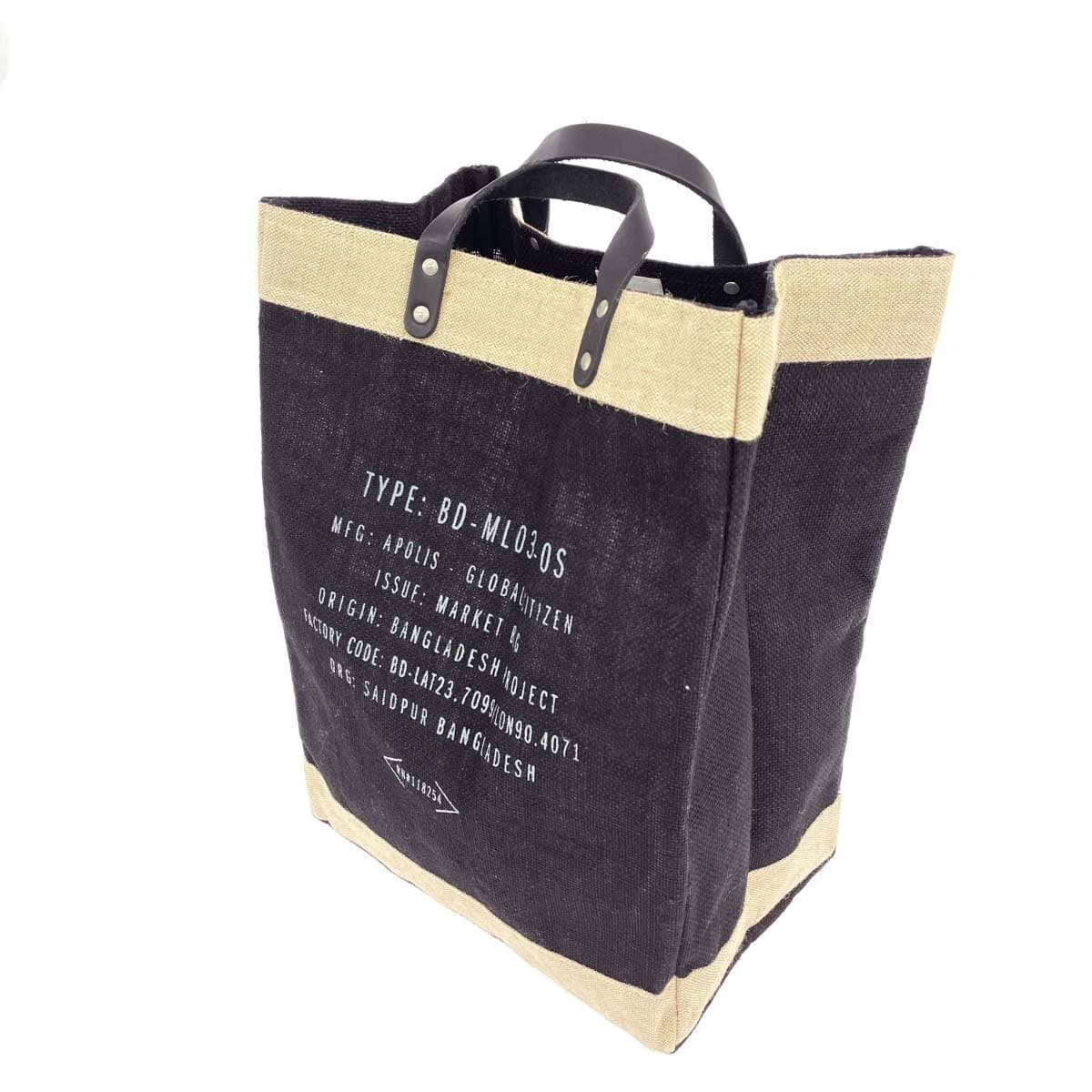 Apolis×CANYON GOURMET Tote Bag in Excellent Condition, Made of Hemp and Jute, Black/Beige, Men's 3