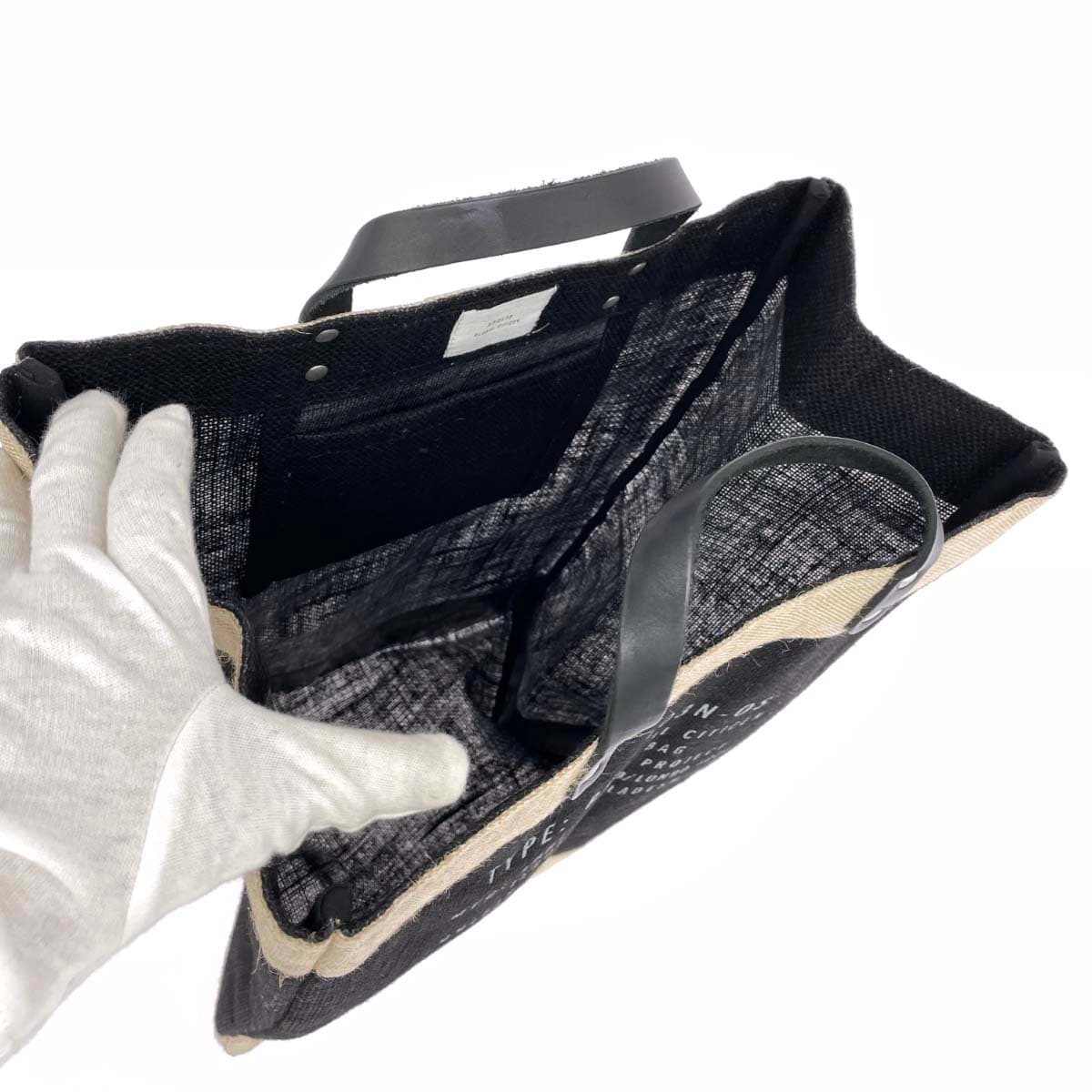 Apolis×CANYON GOURMET Tote Bag in Excellent Condition, Made of Hemp and Jute, Black/Beige, Men's 4