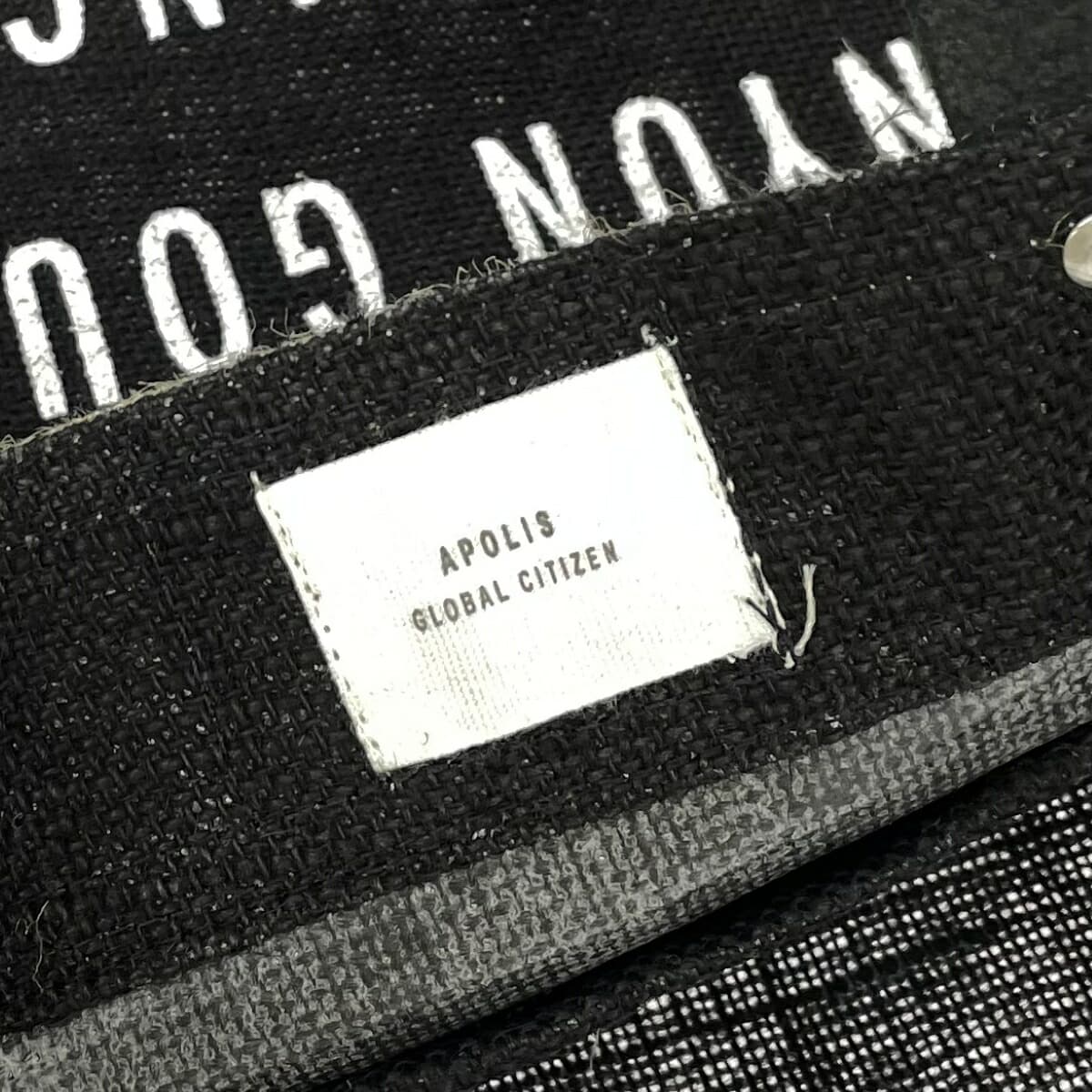 Apolis×CANYON GOURMET Tote Bag in Excellent Condition, Made of Hemp and Jute, Black/Beige, Men's 6