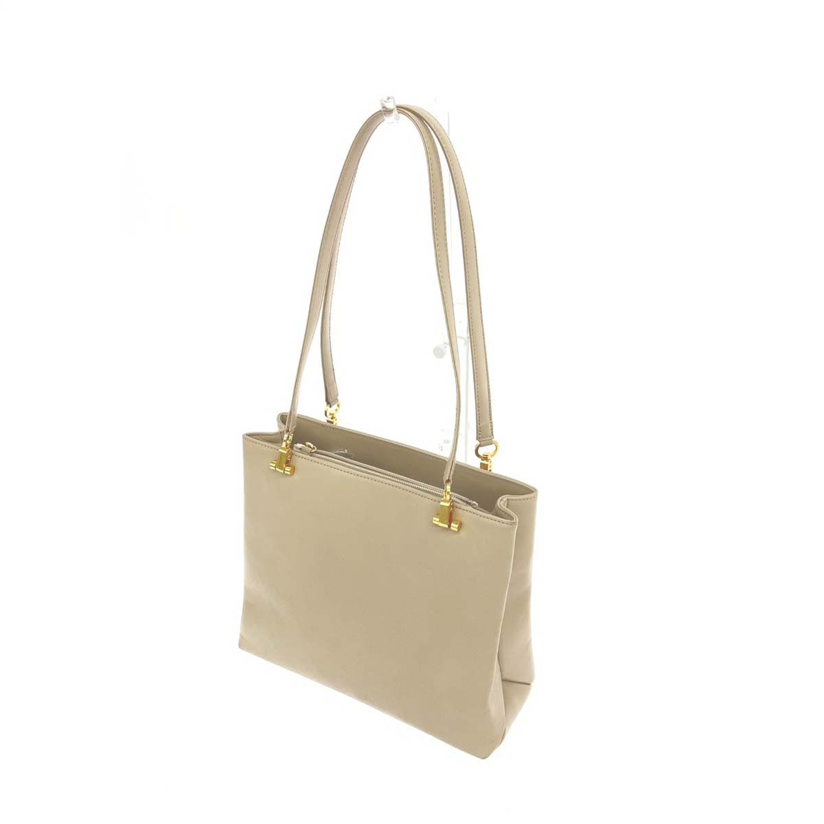 HIROKO KOSHINO Handbag in good condition, leather/gold hardware, 2WAY, beige, for women 3