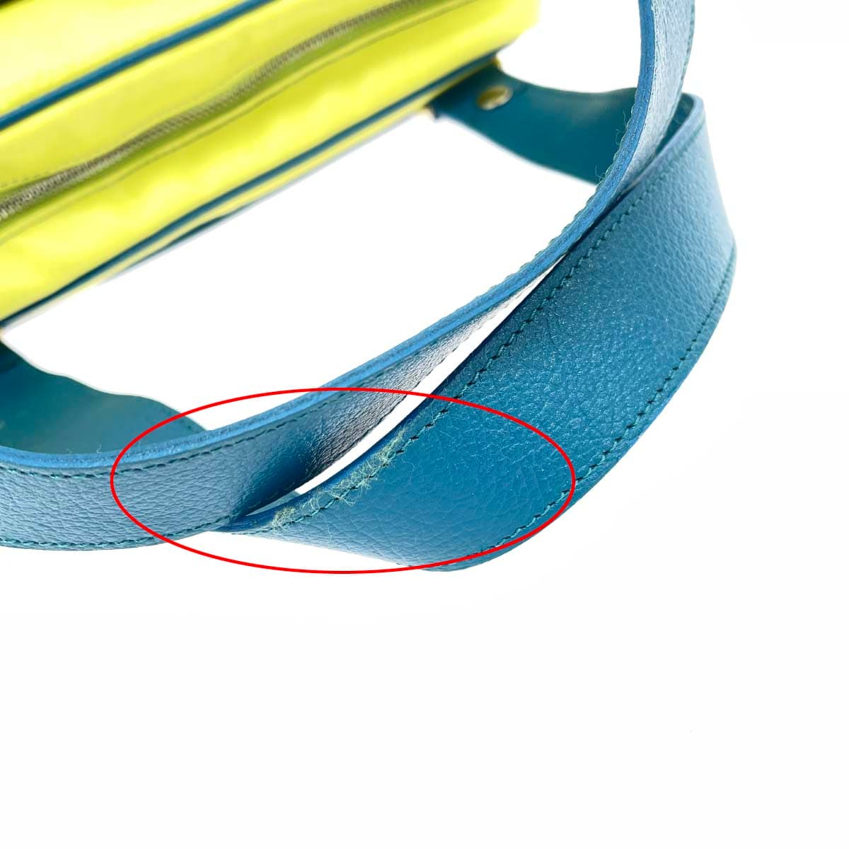 JACQUES LE CORRE Tote Bag in Good Condition, Leather/Bicolor, Blue/Yellow, Women's 7