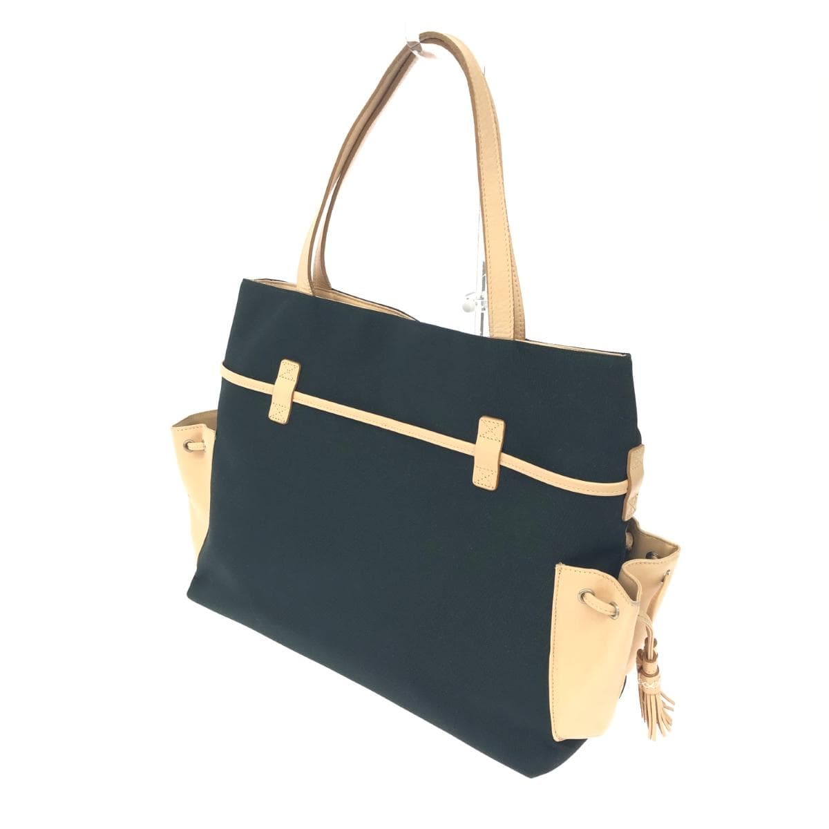 Ginza Kanematsu Tote Bag Tassel Nylon × Leather Black Ladies 3