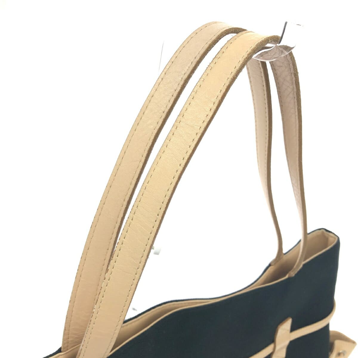 Ginza Kanematsu Tote Bag Tassel Nylon × Leather Black Ladies 4