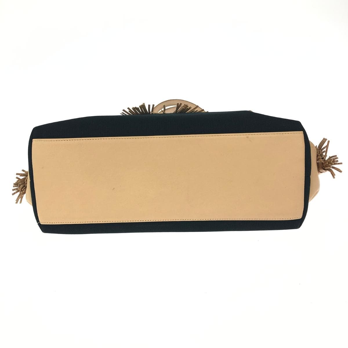 Ginza Kanematsu Tote Bag Tassel Nylon × Leather Black Ladies 5