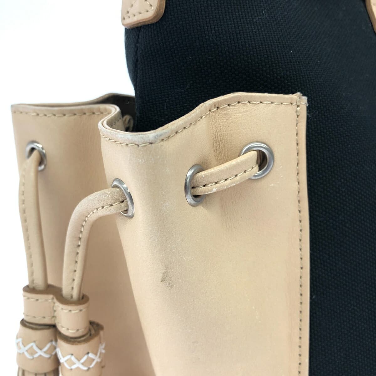 Ginza Kanematsu Tote Bag Tassel Nylon × Leather Black Ladies 8