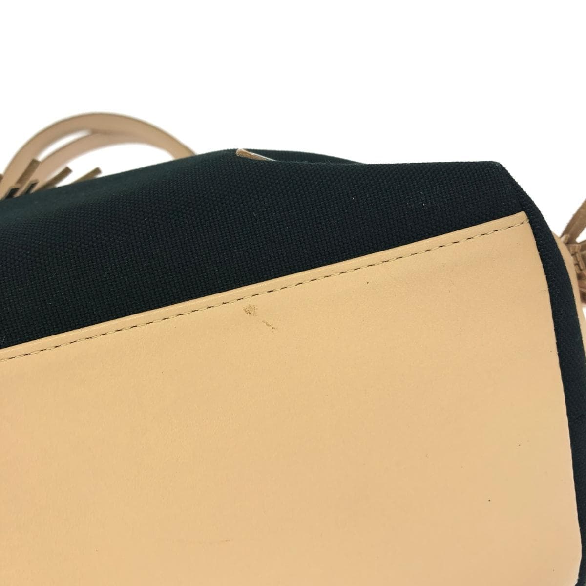 Ginza Kanematsu Tote Bag Tassel Nylon × Leather Black Ladies 9