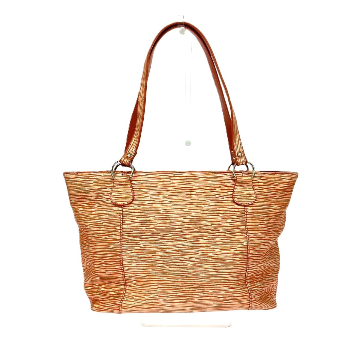 MADERA Madera Madera/Tote Bag Good Condition Embossed/Leather Orange Ladies