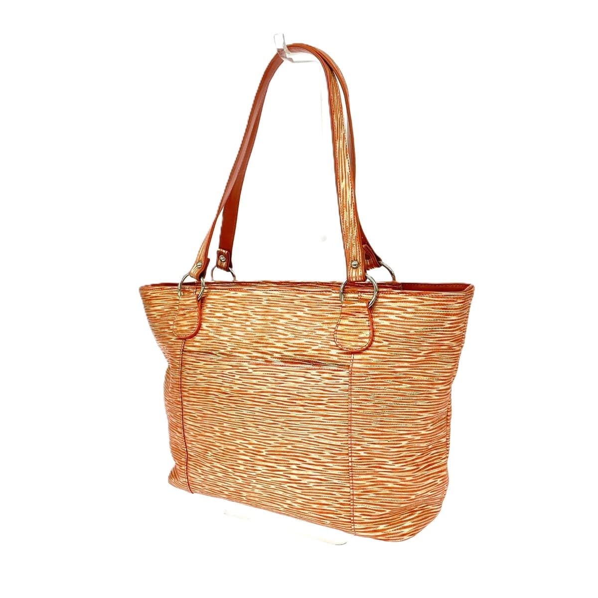 MADERA Madera Madera/Tote Bag Good Condition Embossed/Leather Orange Ladies 3