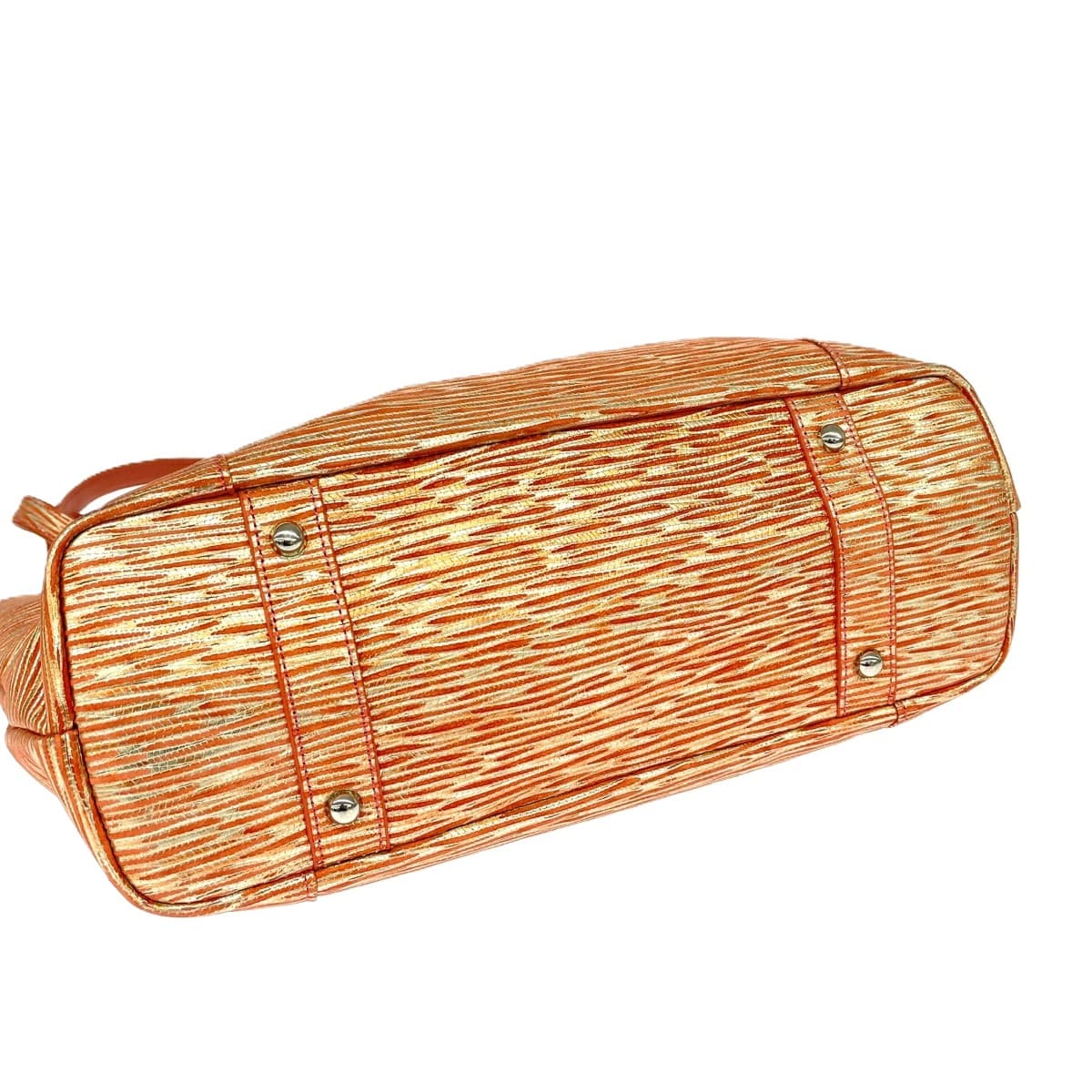 MADERA Madera Madera/Tote Bag Good Condition Embossed/Leather Orange Ladies 4