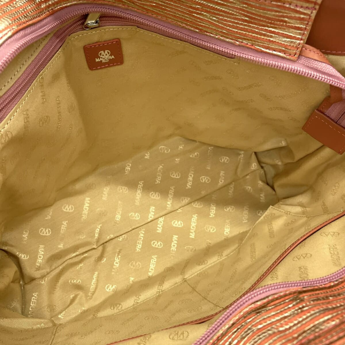 MADERA Madera Madera/Tote Bag Good Condition Embossed/Leather Orange Ladies 6
