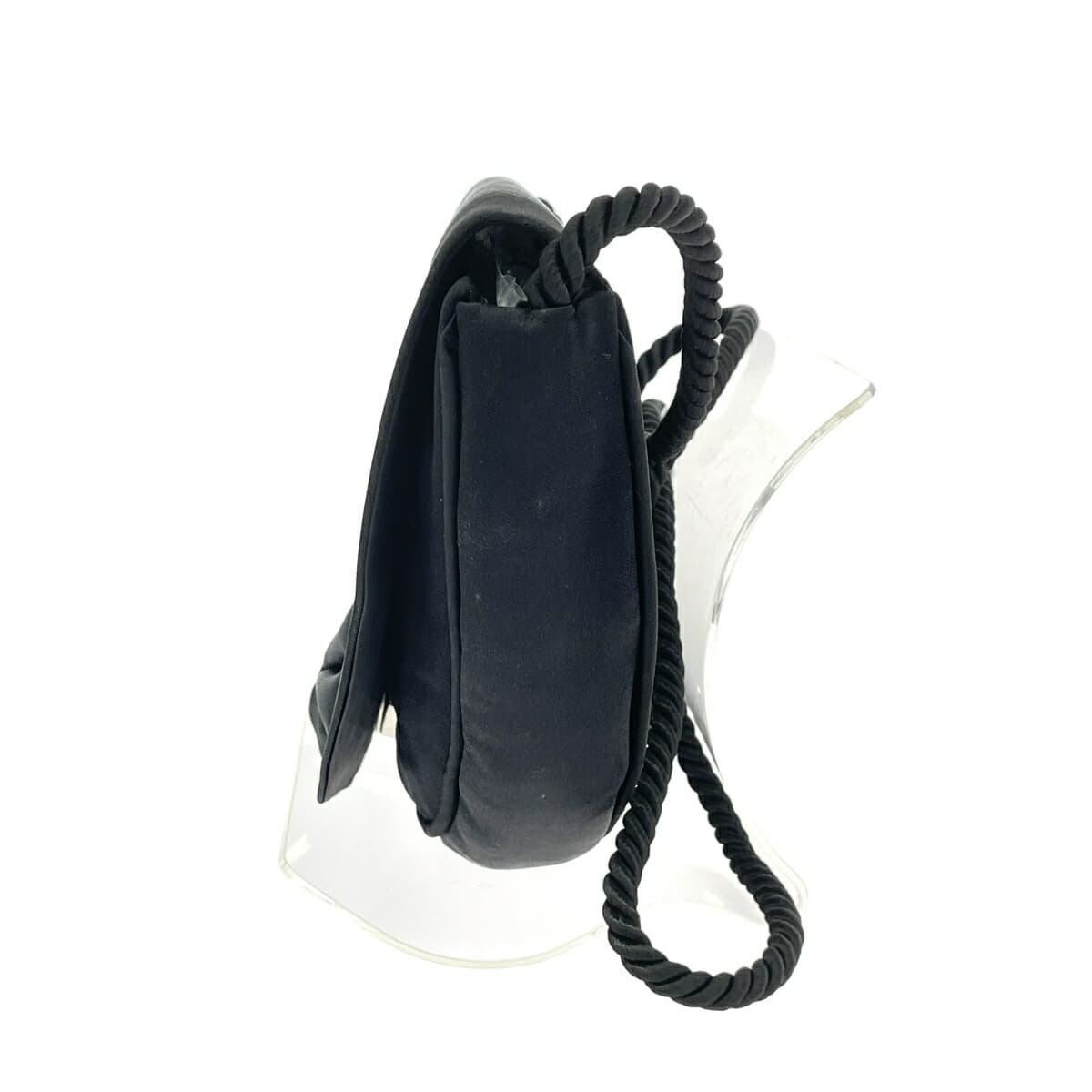HANAE MORI Shoulder Bag HM Logo/Ribbon/Satin-like Black Ladies 2