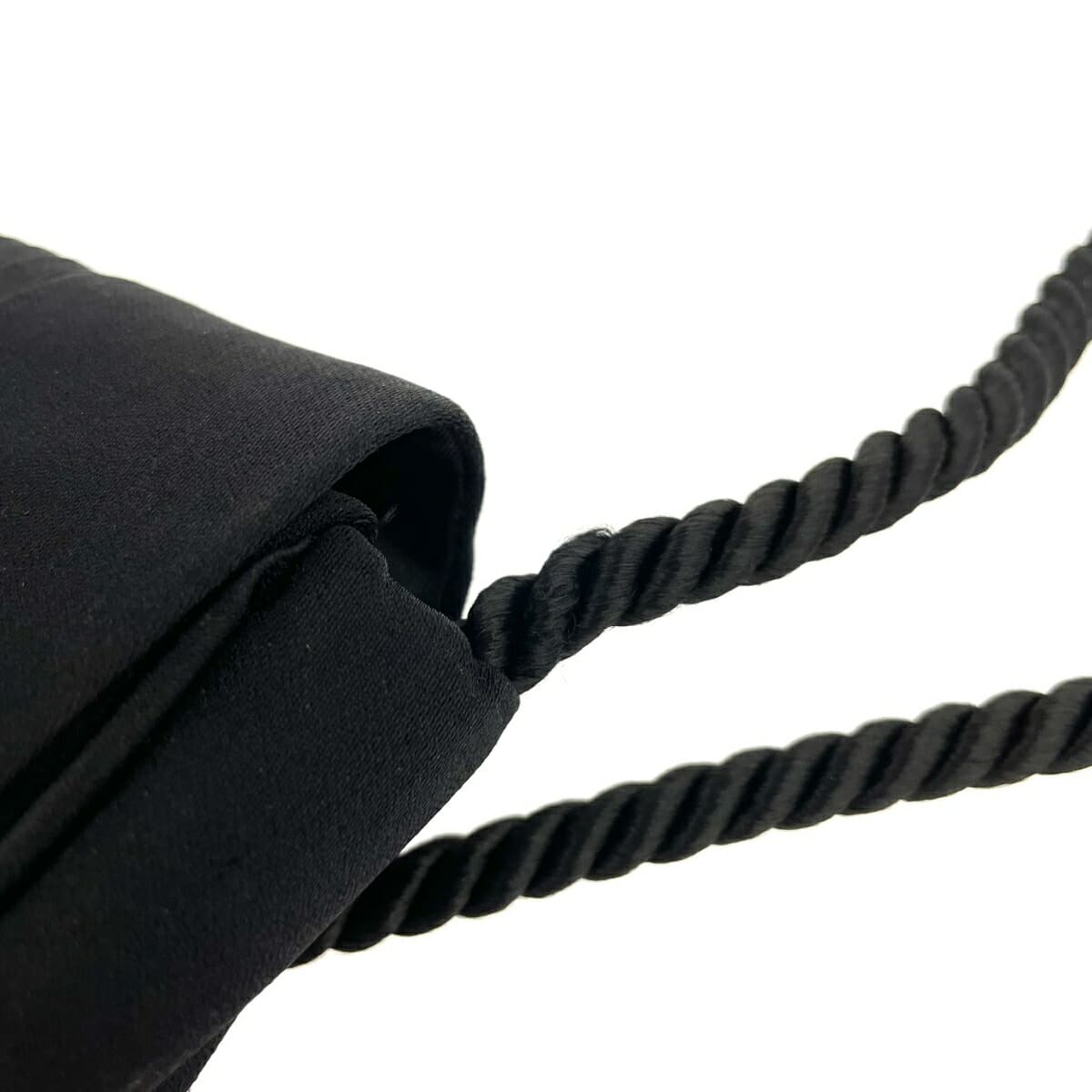 HANAE MORI Shoulder Bag HM Logo/Ribbon/Satin-like Black Ladies 8