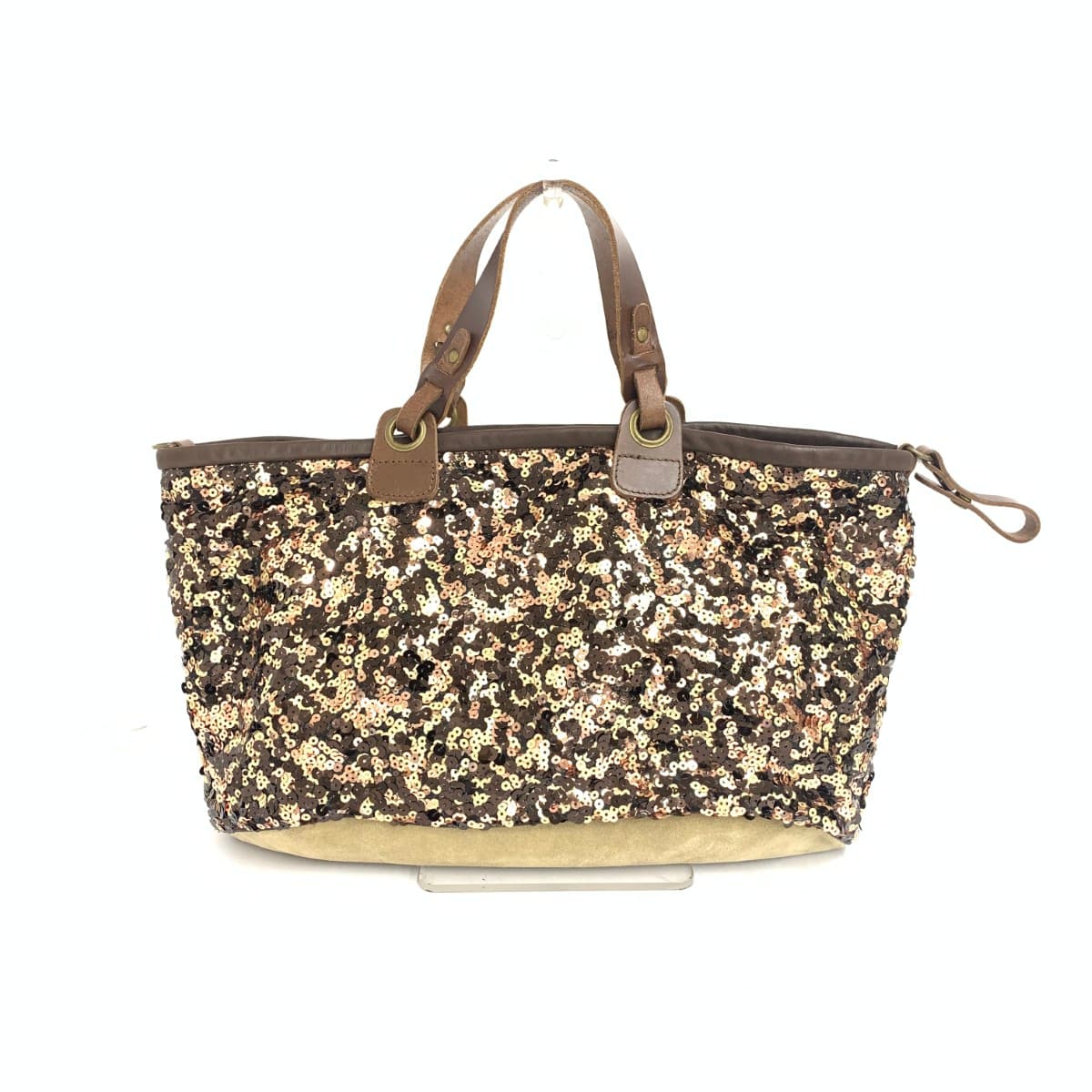 Derekoze Tote Bag Italy Post Office Collection Bag Remake Sequin Suede Yellow Women's