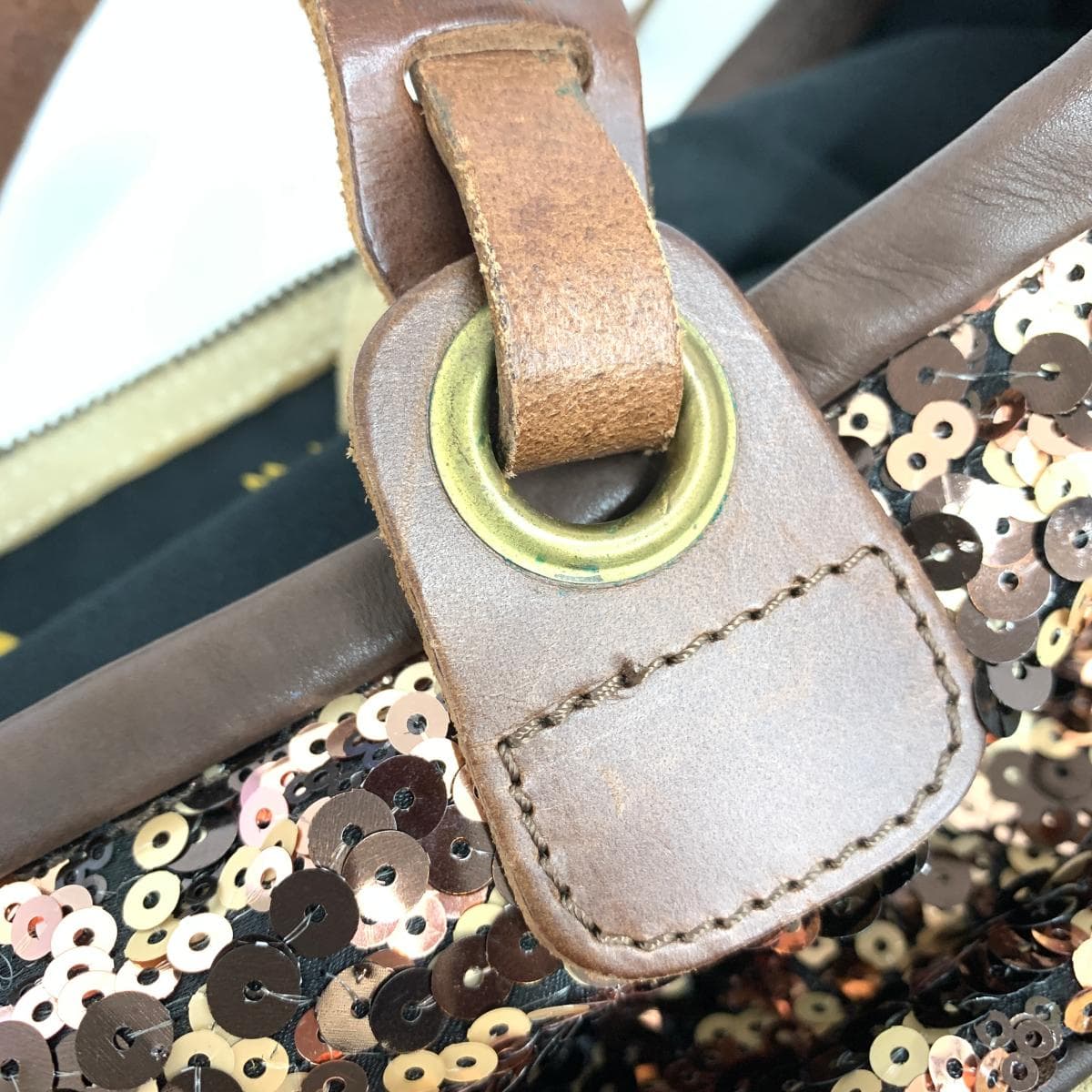 Derekoze Tote Bag Italy Post Office Collection Bag Remake Sequin Suede Yellow Women's 9