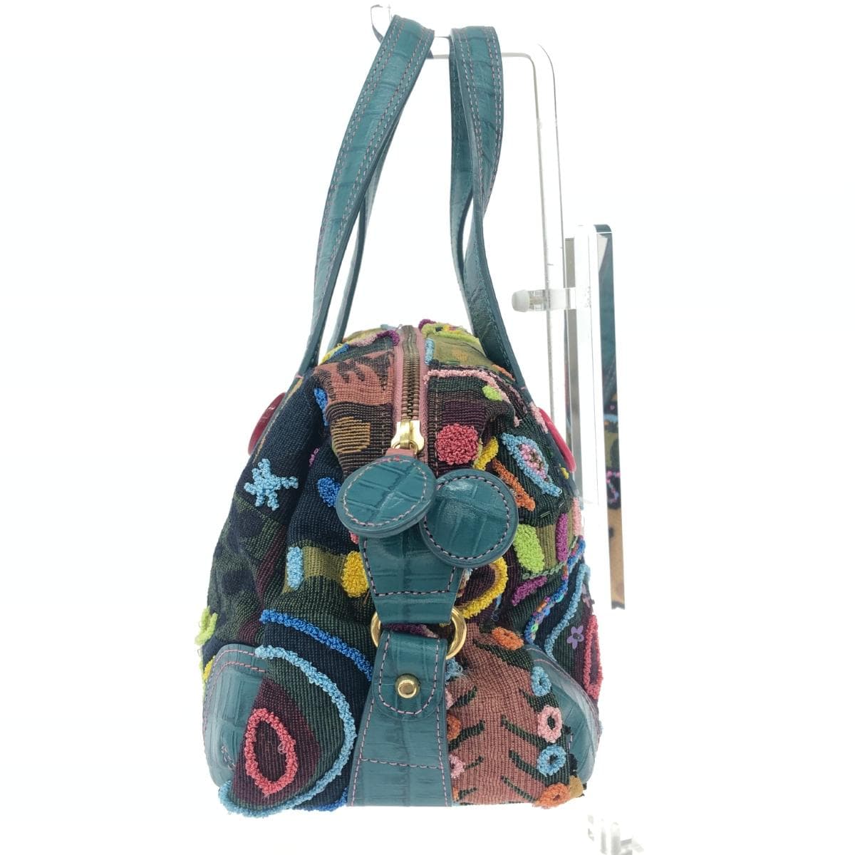 Think Bee tote bag in good condition, embroidered design, multicolor, ladies' 2