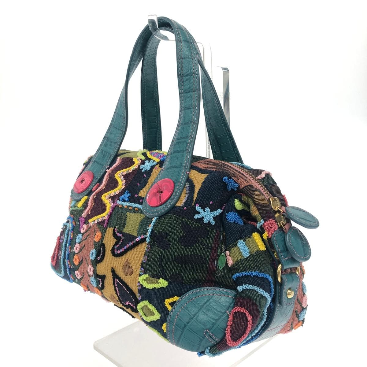 Think Bee tote bag in good condition, embroidered design, multicolor, ladies' 3