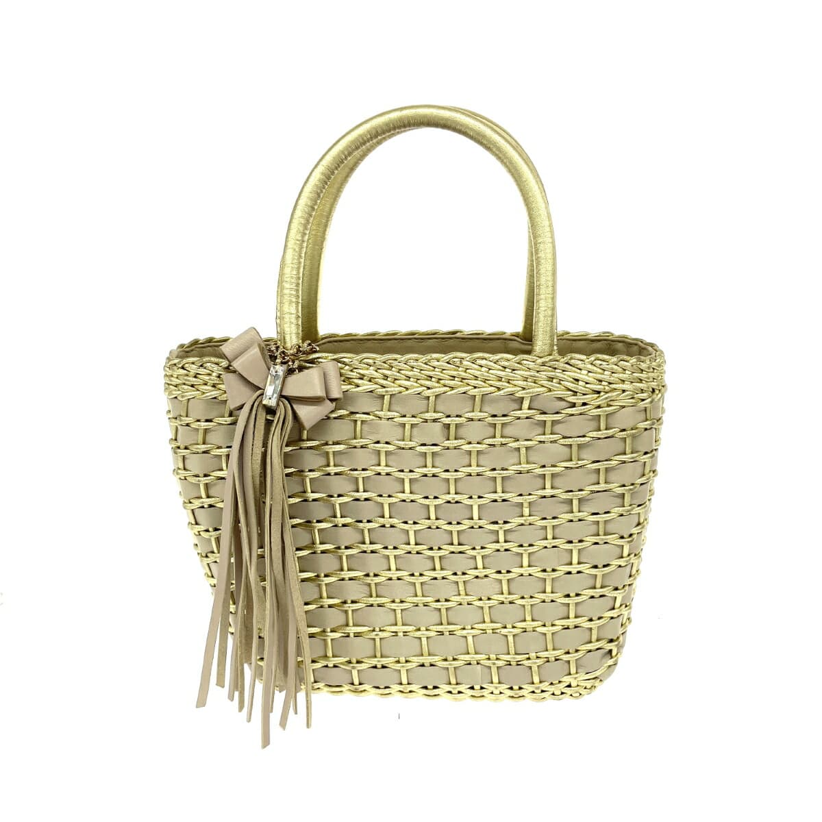 GRETA Greta Handbag Leather Intrecciato Gold Color Women's