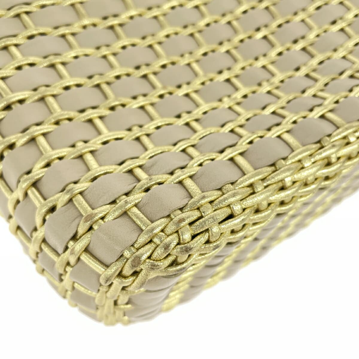 GRETA Greta Handbag Leather Intrecciato Gold Color Women's 10