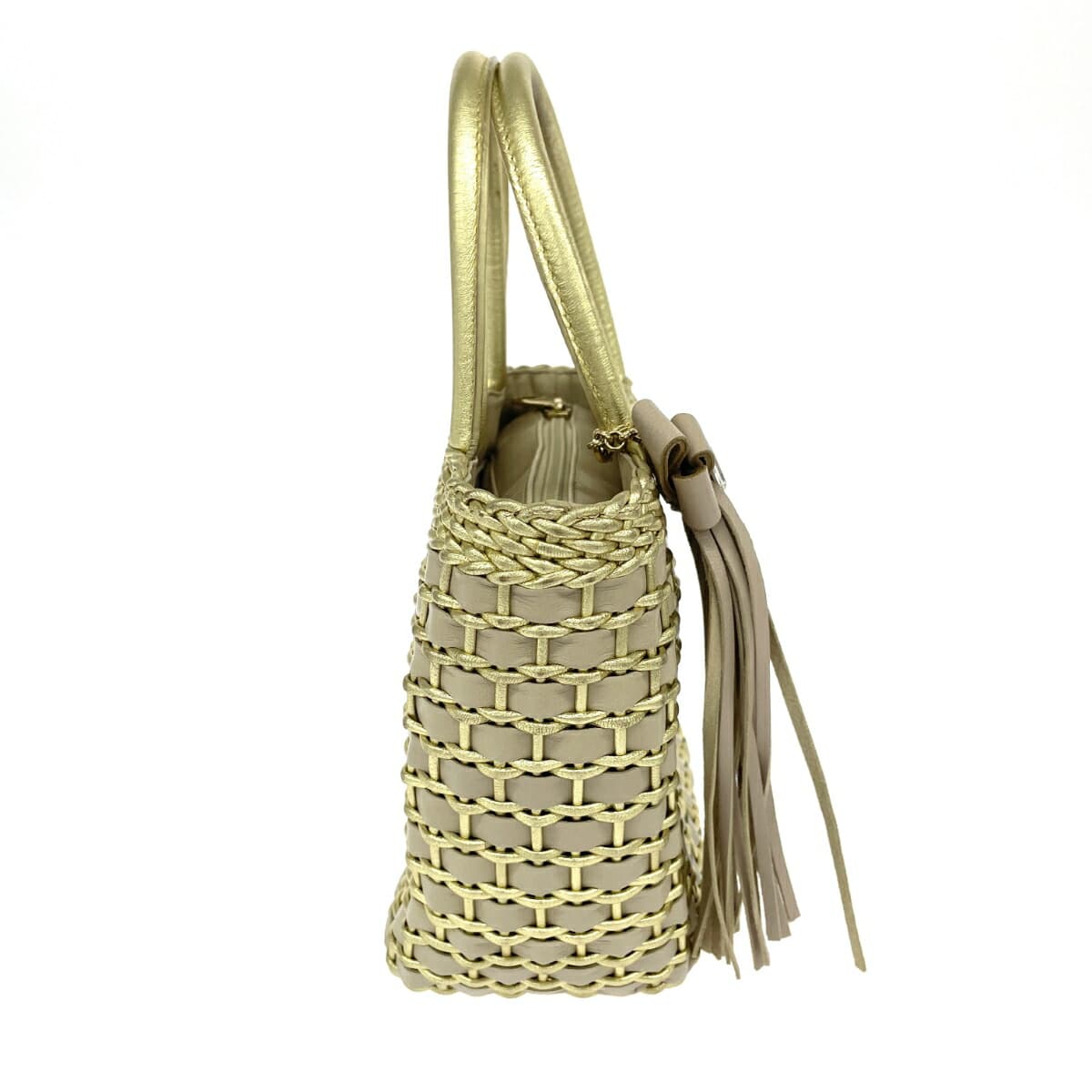 GRETA Greta Handbag Leather Intrecciato Gold Color Women's 2