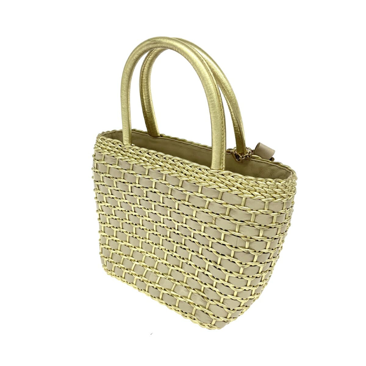 GRETA Greta Handbag Leather Intrecciato Gold Color Women's 3